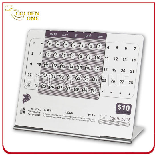 Werbegeschenk bedrucktes Logo Mini-Metall-Desktop-Aluminium-Kalender