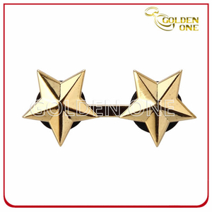 Personalisiertes Design geprägtes Zwei-Sterne-Anstecknadel-Abzeichen
