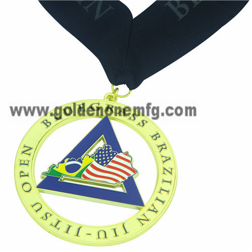 Kundenspezifische Druckguss-Medaille aus antikem Messing mit Band