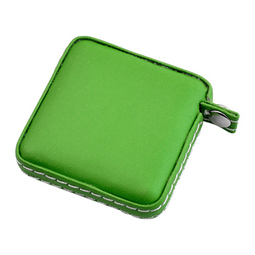 Werbegeschenk Einziehbares quadratisches Maßband aus PU-Leder