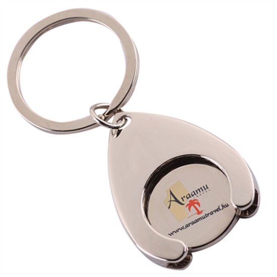 Personalisierter Trolley-Schlüsselhalter aus vernickeltem Metall