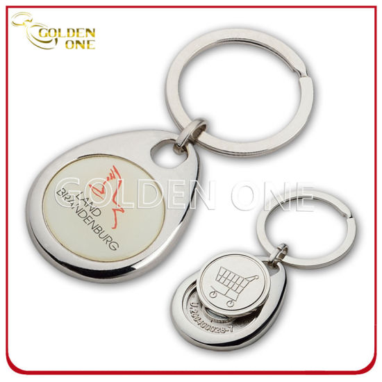 Personalisierter Schlüsselanhänger aus Metall mit weichem Emaille-Einkaufswagen und Münzhalter
