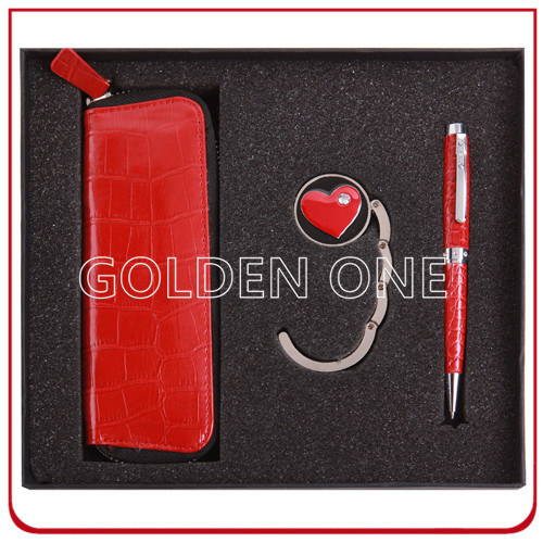 Geschenkset aus Leder mit Schlüsselanhänger und Geldbörsenanhänger für Damen