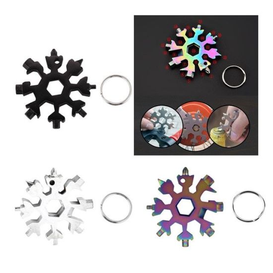 18-in-1-Schneeflocken-Multifunktions-Taschenschlüssel-Werkzeug aus Edelstahl