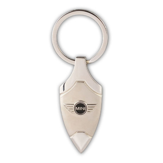 Schlüsselanhänger aus Metall mit geprägtem Logo aus weicher Emaille