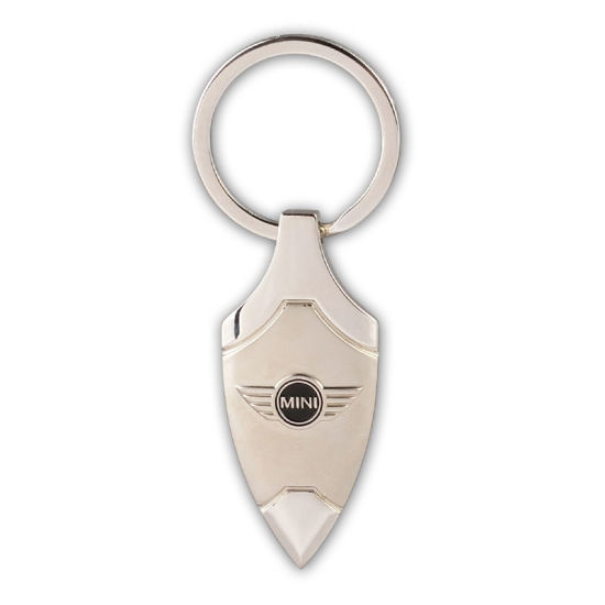 Schlüsselanhänger aus Metall mit geprägtem Logo aus weicher Emaille