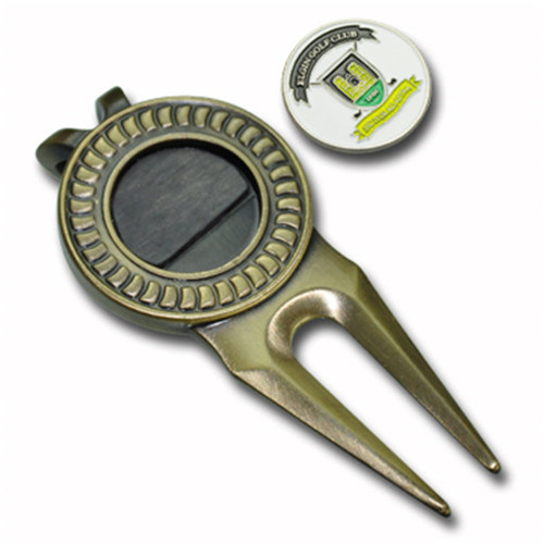 Ausgefallenes bedrucktes Magnet-Golf-Reparatur-Divot-Werkzeug mit Ballmarker