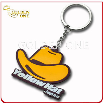 Fshion Yellow Hat Offsetdruck-Weich-PVC-Schlüsselring