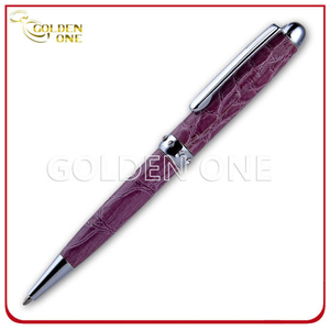 Kugelschreiber aus Metall im Kristall-Klick-Stil mit PU-Leder