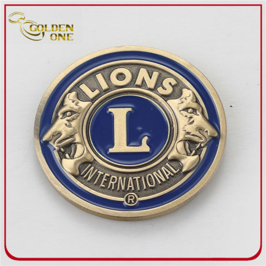 Custom Antique Silver Soft Emaille Metall Herausforderungsmünze mit Flaschenöffner