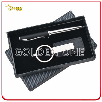 Werbegeschenk-Set mit personalisiertem Schlüsselanhänger und Metallstift