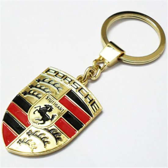 Schlüsselanhänger aus Metall mit geprägtem Logo aus weicher Emaille