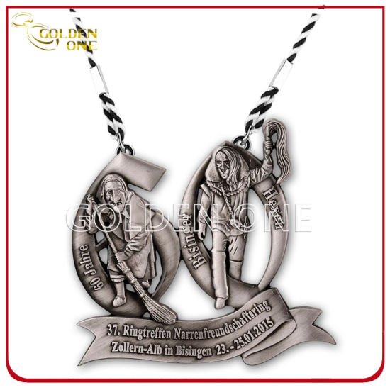3D geformte benutzerdefinierte Figur antike silberne Souvenir-Medaille