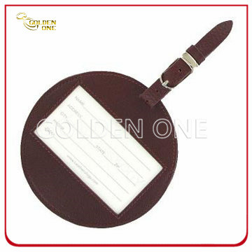 Promotion-Geschenk-runde Form-echtes Leder-Gepäckanhänger