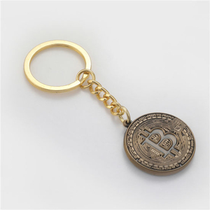 Fertigen Sie antike Goldbitcoin-Metallandenken Keychain kundenspezifisch an
