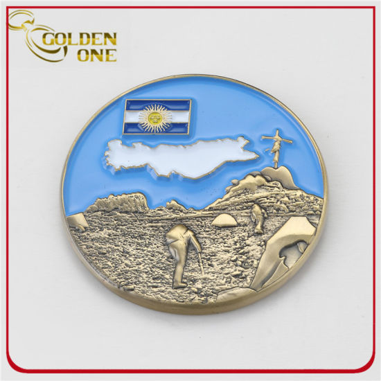 Custom Antique Silver Soft Emaille Metall Herausforderungsmünze mit Flaschenöffner