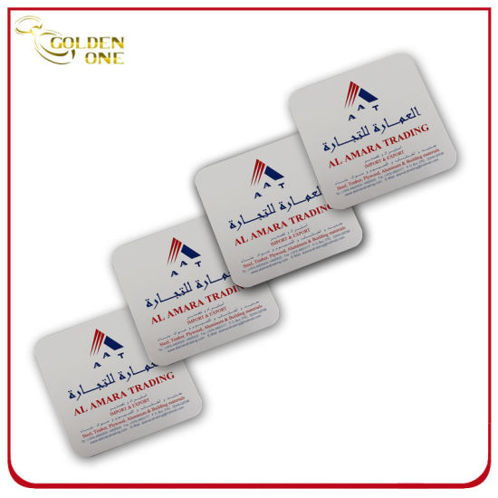 Personalisierter Siebdruck, eloxierter, silberfarbener, quadratischer Aluminium-Untersetzer