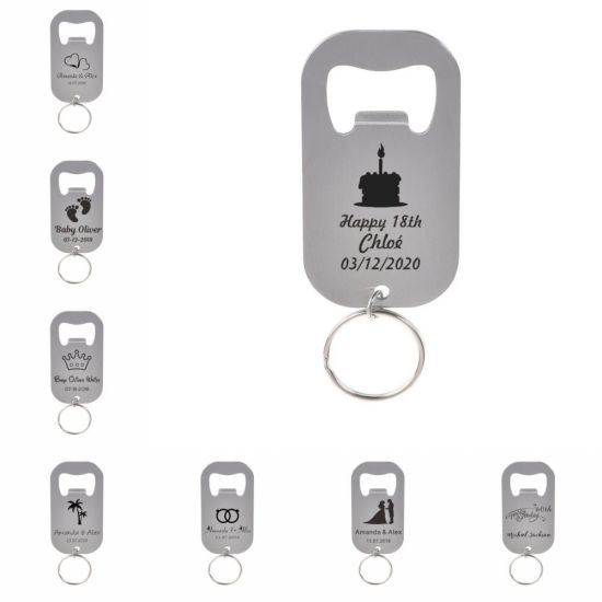 Großhandel Stainess Stahl personalisierte Dekoration graviert individuelles Logo Emaille Metall 3D Flaschenöffner Schlüsselanhänger