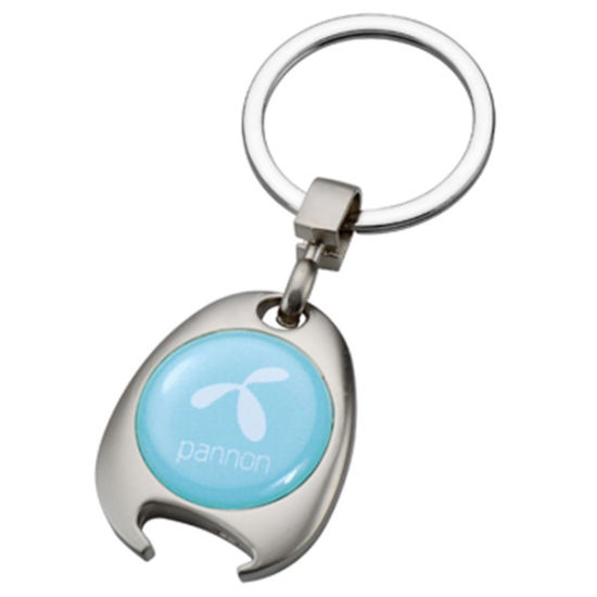 Personalisierter Trolley-Schlüsselhalter aus vernickeltem Metall