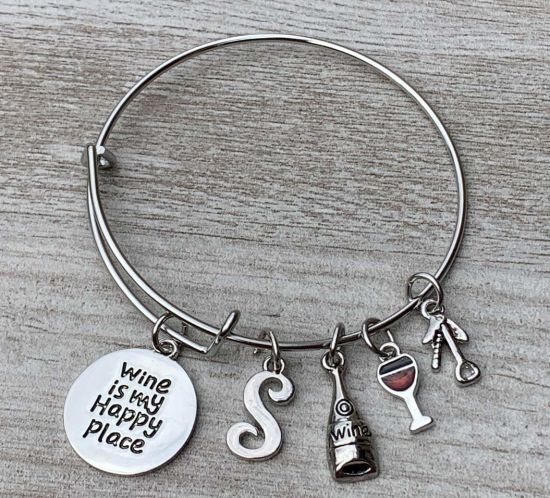 Benutzerdefinierte Metall Flasche Anhänger Schmuck Weinglas Charm Set