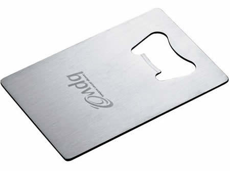 Umweltfreundlicher Flaschenöffner aus Metall mit Holzdeckel mit graviertem Logo