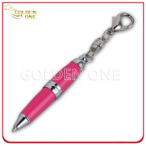 Fashion Design Kugelschreiber aus glänzendem Metall mit Schlüsselanhänger