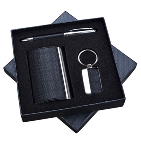 Werbegeschenk-Set mit Click Pen Schlüsselanhänger und PU-Brieftasche