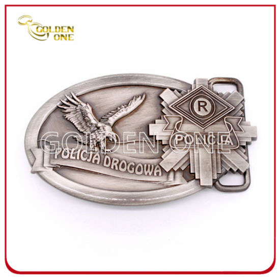 Antike Gürtelschnalle aus splitterbeschichtetem, geprägtem Metall für Souvenirs