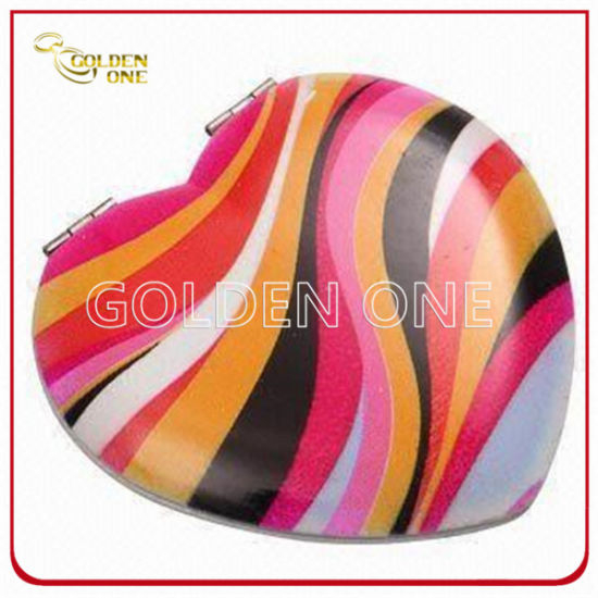 Hochwertiger, digital bedruckter runder Kompaktspiegel aus Metall in Vollfarbe