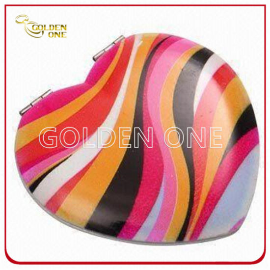 Hochwertiger, digital bedruckter runder Kompaktspiegel aus Metall in Vollfarbe