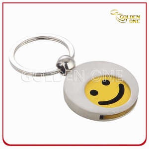 Kundenspezifischer Lächeln-Muster-Metalltrolley-Münzenhalter-Schlüsselanhänger