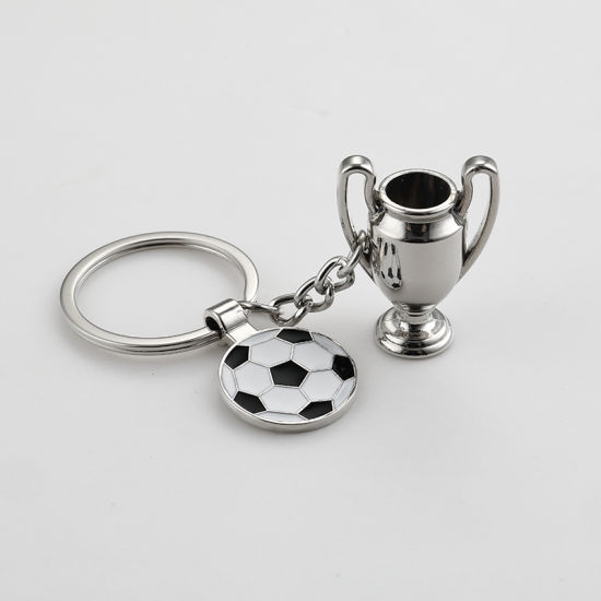 Kundenspezifischer weicher Emaille-Fußball-Logo-Metallschlüsselbund