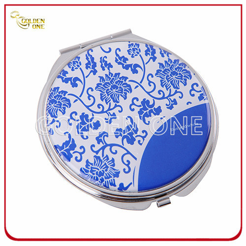 Werbegeschenk Epoxidbeschichteter kompakter Spiegel aus bedrucktem Metall