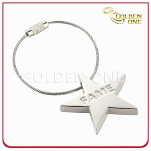 Kundenspezifischer Laser-gravierter Stern-Form-Kabel-Metall-Schlüsselanhänger