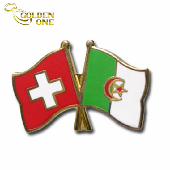 Angepasste Anstecknadel aus weicher Emaille mit doppelter Flagge