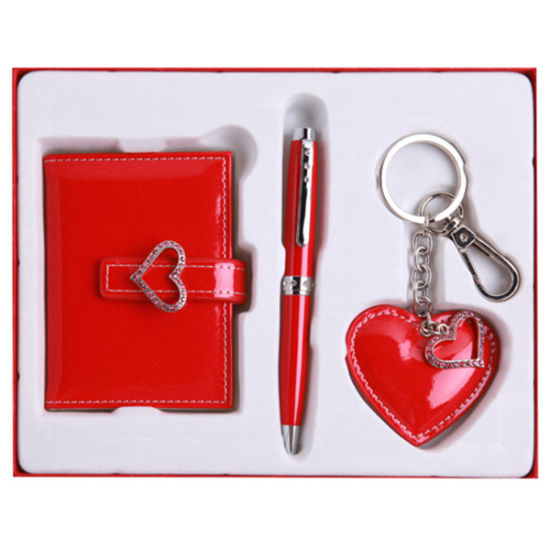 Mode-Leder-Schlüsselhalter und Stift-Geschenk-Set