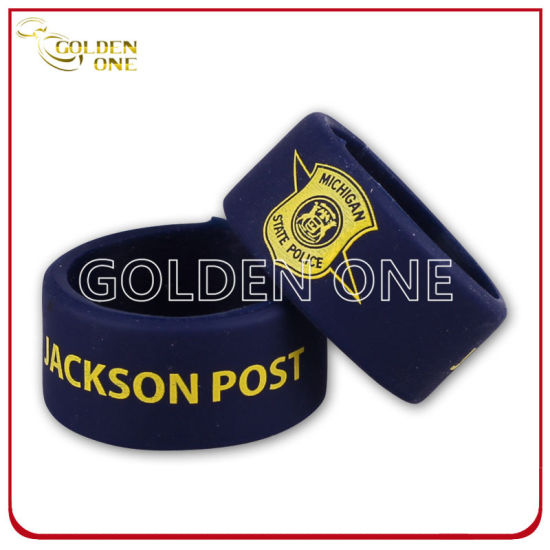 Kundenspezifische Polizei symbolisiert Logo-Siebdruck-Silikon-Fingerring