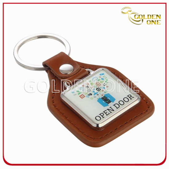 Spezielles Design, individuell bedruckter Leder-Schlüsselanhänger mit Epoxid-Logo