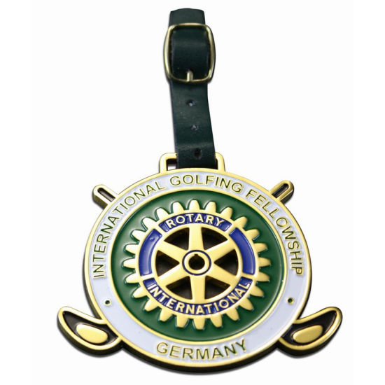Kundenspezifischer Metall-Golfzubehör-Taschenanhänger mit Lederband