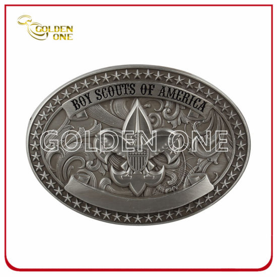 Antike Gürtelschnalle aus splitterbeschichtetem, geprägtem Metall für Souvenirs