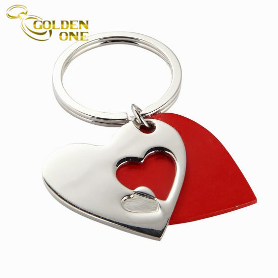 Werbegeschenk Herzform leerer vernickelter Schlüsselhalter aus Metall