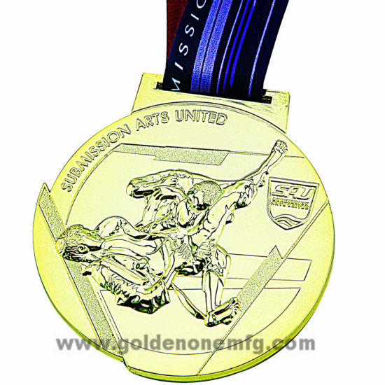 Kundenspezifische Druckguss-Medaille aus antikem Messing mit Band