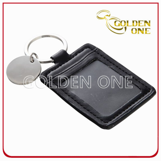 Heißer Verkaufs-Förderung-preiswertes Foto-Rahmen-Leder Keychain