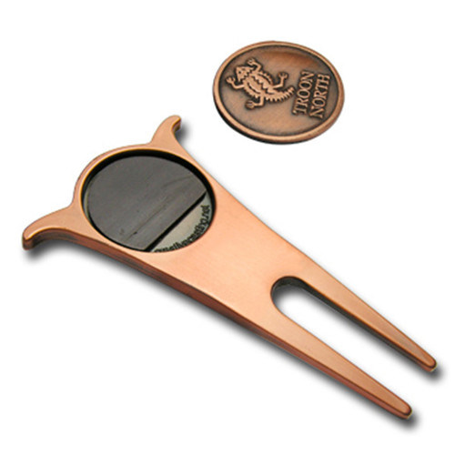 Ausgefallenes bedrucktes Magnet-Golf-Reparatur-Divot-Werkzeug mit Ballmarker