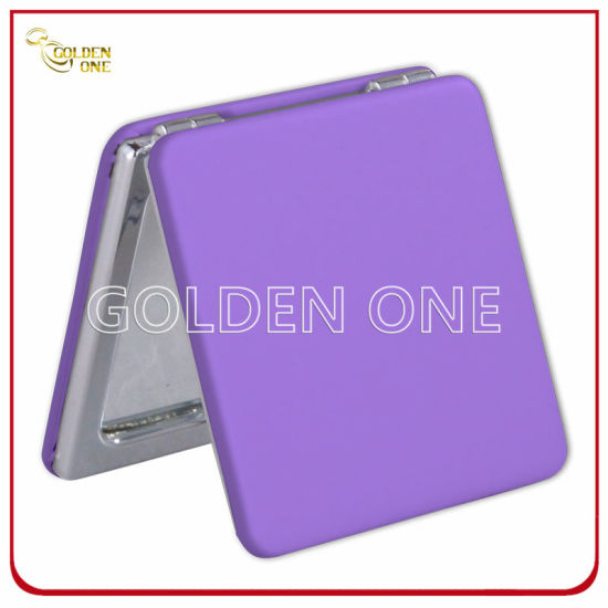 Werbegeschenk Klassischer Design-PU-Leder-Quadrat-Kompaktspiegel
