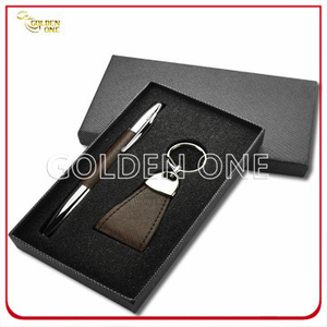 Mode-Leder-Schlüsselhalter und Stift-Geschenk-Set