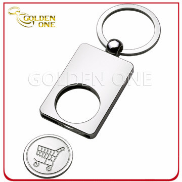 Personalisierter Schlüsselanhänger aus Metall mit weichem Emaille-Einkaufswagen und Münzhalter