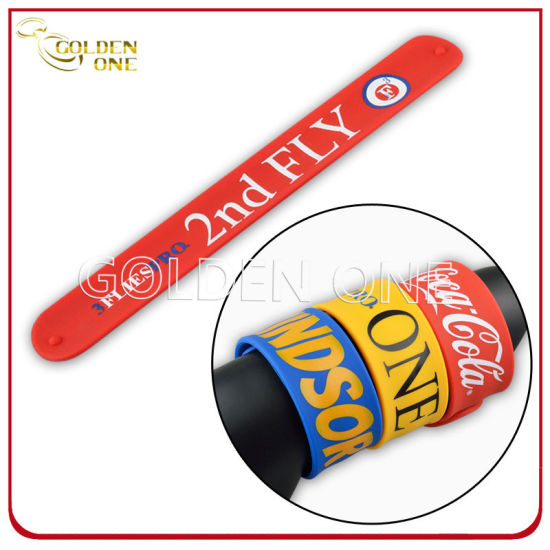 Verschiedene Farben Personalisiertes Siebdruck-Silikon-Slap-Wrap-Armband