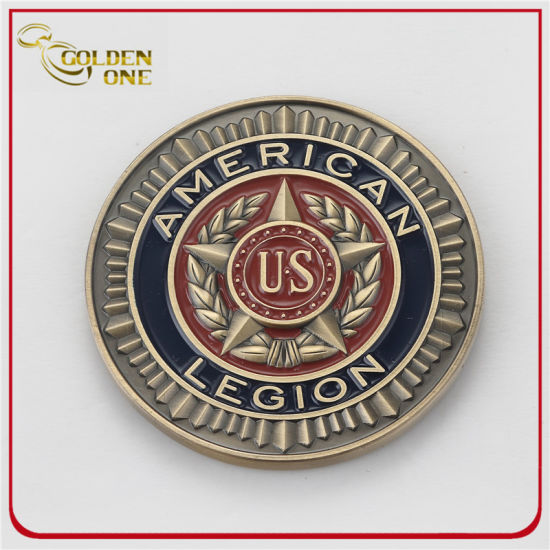 Custom Antique Silver Soft Emaille Metall Herausforderungsmünze mit Flaschenöffner