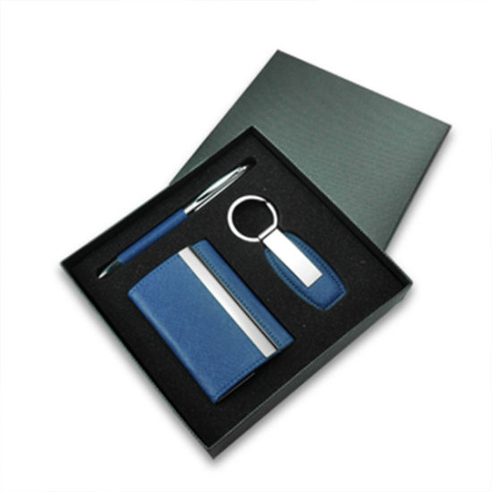 Werbegeschenk-Set mit Click Pen Schlüsselanhänger und PU-Brieftasche